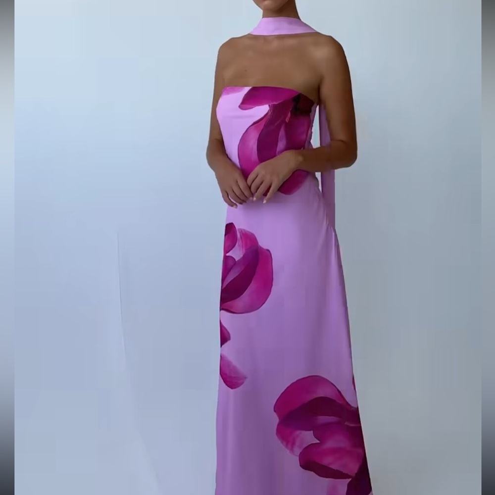 Peppermayo Pink and Red Floral Maxi Dress